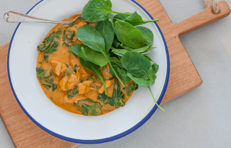 Kip korma met spinazie